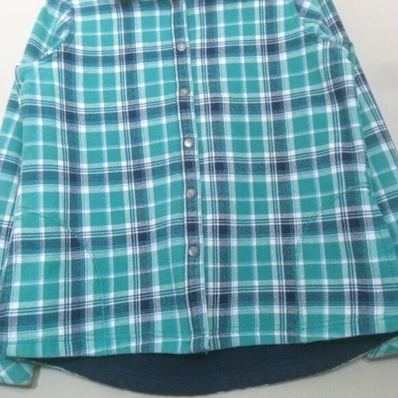 ORVIS | Womens Blue Teal Fleece Lined Plaid Flannel Shacket Snap Button Western - Picture 5 of 13